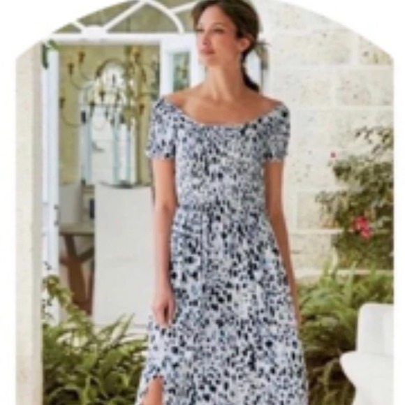 Soft Surroundings Women's Petite Printed Flowy Soft Long Maxi Dress Size PM - Picture 2 of 11